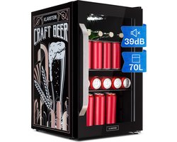 Klarstein 70L koelkast, kleine koelkast met uitneembare planken, stille minikoelkast met glazen deur en ledverlichting, kleine drankkoeler, geschikt voor gebruik buitenshuis, bierveilig voor flessen, 0-10°C