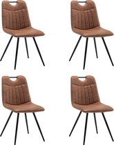 Bol.com Furnihaus Eetkamerstoelen set van 4 - Leon - Microvezel - Cognac aanbieding