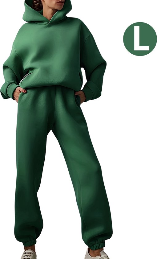 Nivard Jogging Suit Femme - Home Suit - Survêtement - Adultes - À capuche - Jogging Suit - Jogging Suit - Vert foncé - Taille L