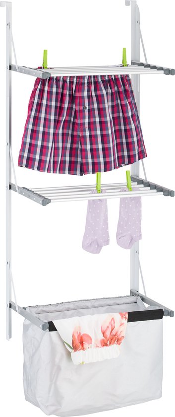 Porte étendoir Relaxdays - étendoir à linge pliable - étendoir à linge suspendu - gain de place - étroit
