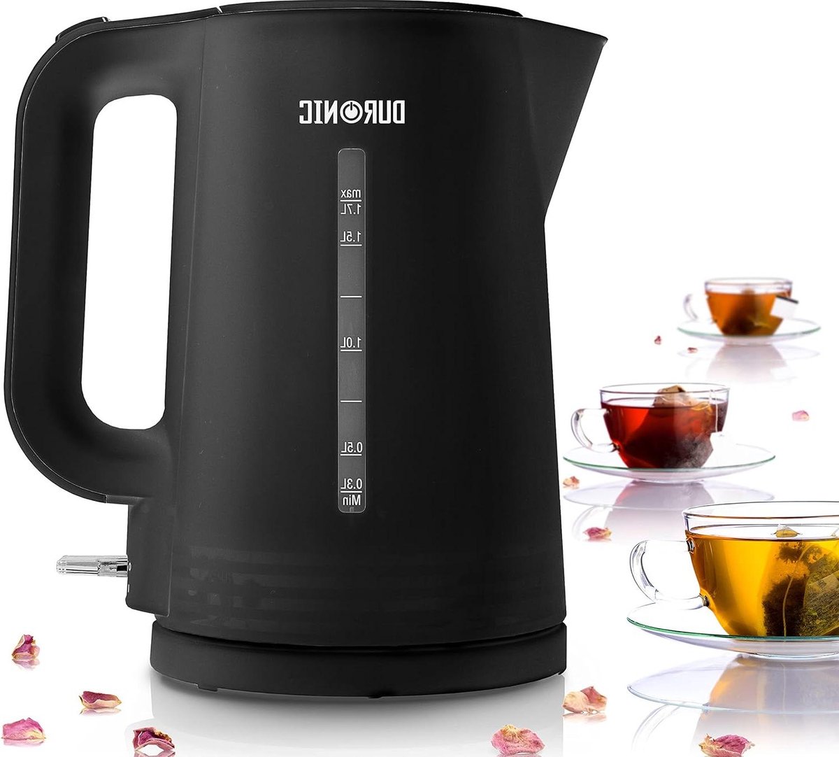 BK Waterkoker 17 liter - 2200 watt - eenvoudige reiniging - snelkoken - automatische uitschakeling - Deksel met veer - modern compact design - 360 graden draaien - kunststof - Zwart
