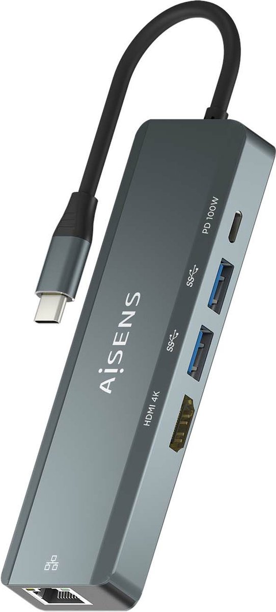 Hub USB Aisens ASUC-5P011-GR Grijs Multicolour (1 Stuks)