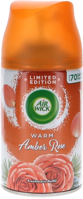 Foto: Voordeelverpakking van 2 x airwick freshmatic navul 250ml warm amber rose winter edition