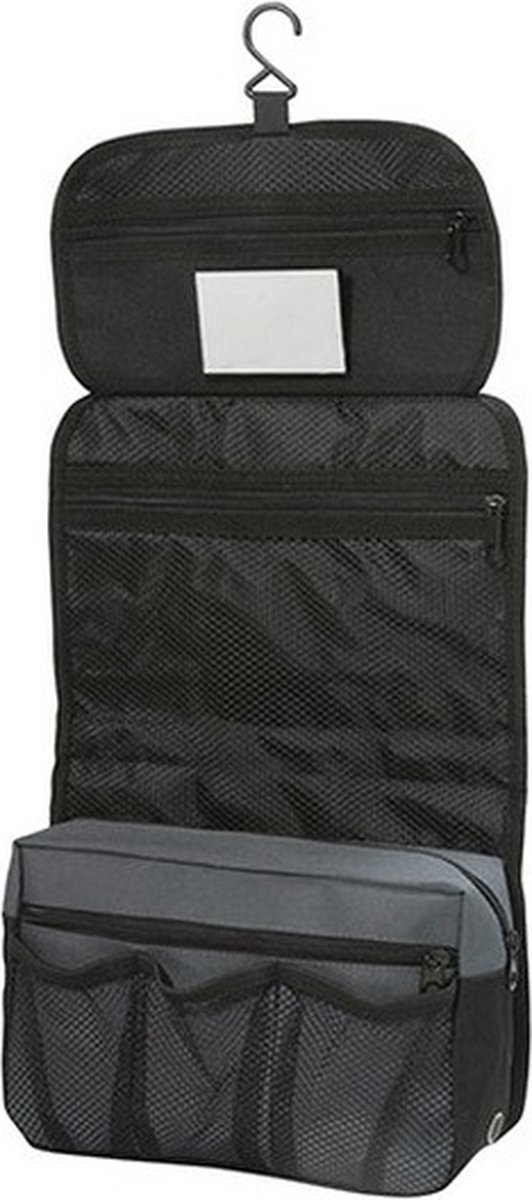 Shugon Toilettas Hangend - ritssluiting - meerdere vakken - ophanghaak - 27 x 17 cm - zwart/ grijs