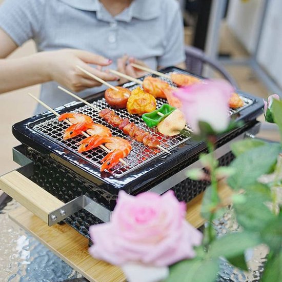 Buitenkado Hibachi Tafelgrill - compacte buitenbarbecue - rechthoekig - Keramische Japanese tafelgrill - houtskool - 2 t/m 6 personen van Buitenkado — afbeelding 3