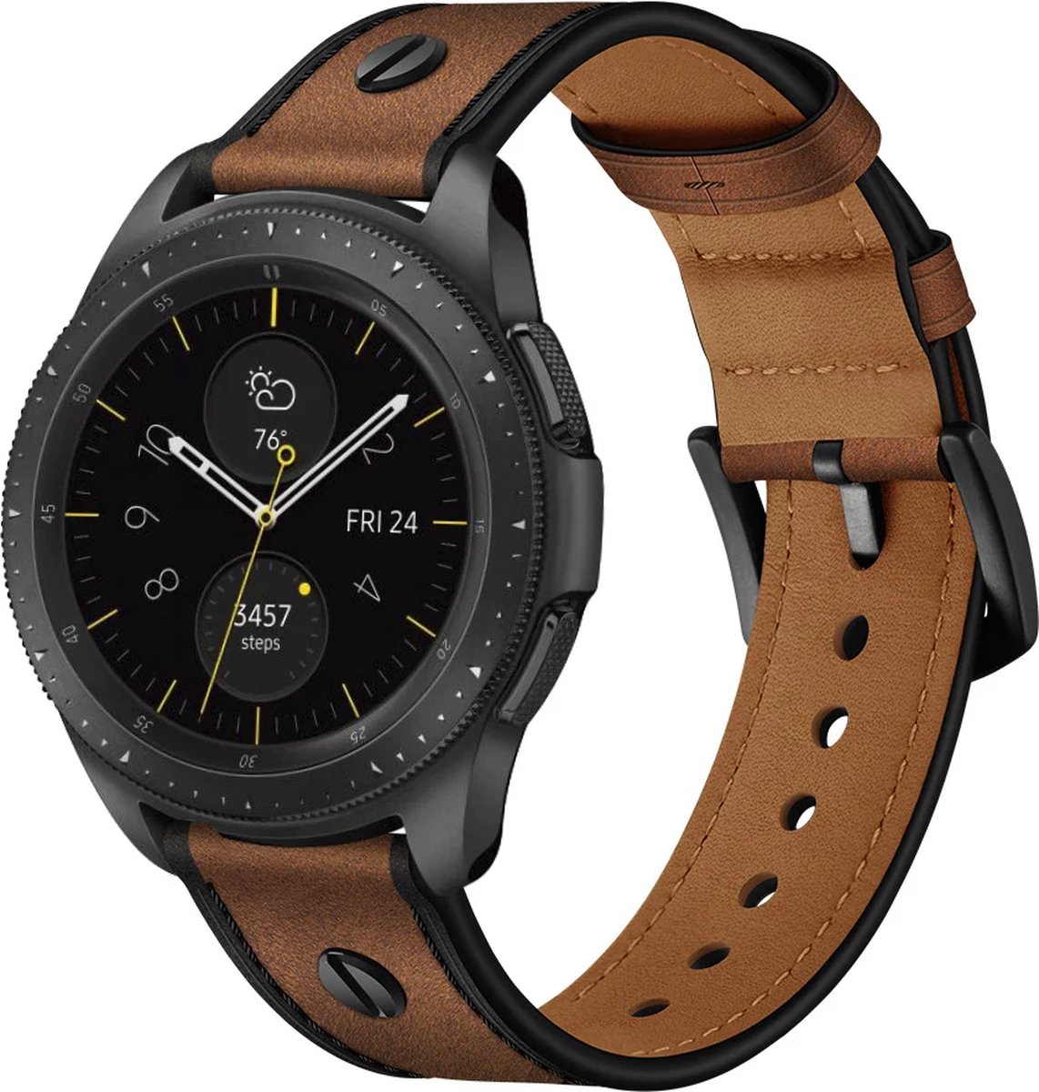 Strap it 20mm Geschroefde leren band geschikt voor Samsung Galaxy Watch 7 6 5 4. bol