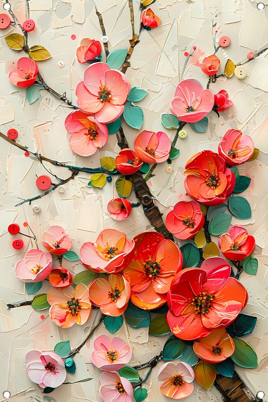 Bloemen tuinposter - Natuur poster - Tuinposter Takken - Wanddecoratie tuin - Tuinschilderijen - Decoratie tuin tuinposter 80x120 cm
