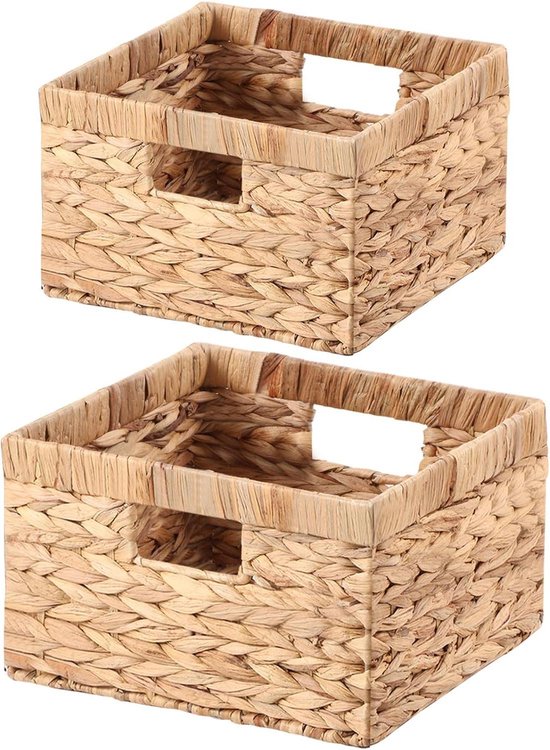 Opbergmand voor slaapkamers-toiletten-keukens-kantoren - waterhyacint - set van 2 Wicker Storage Basket (2-5)