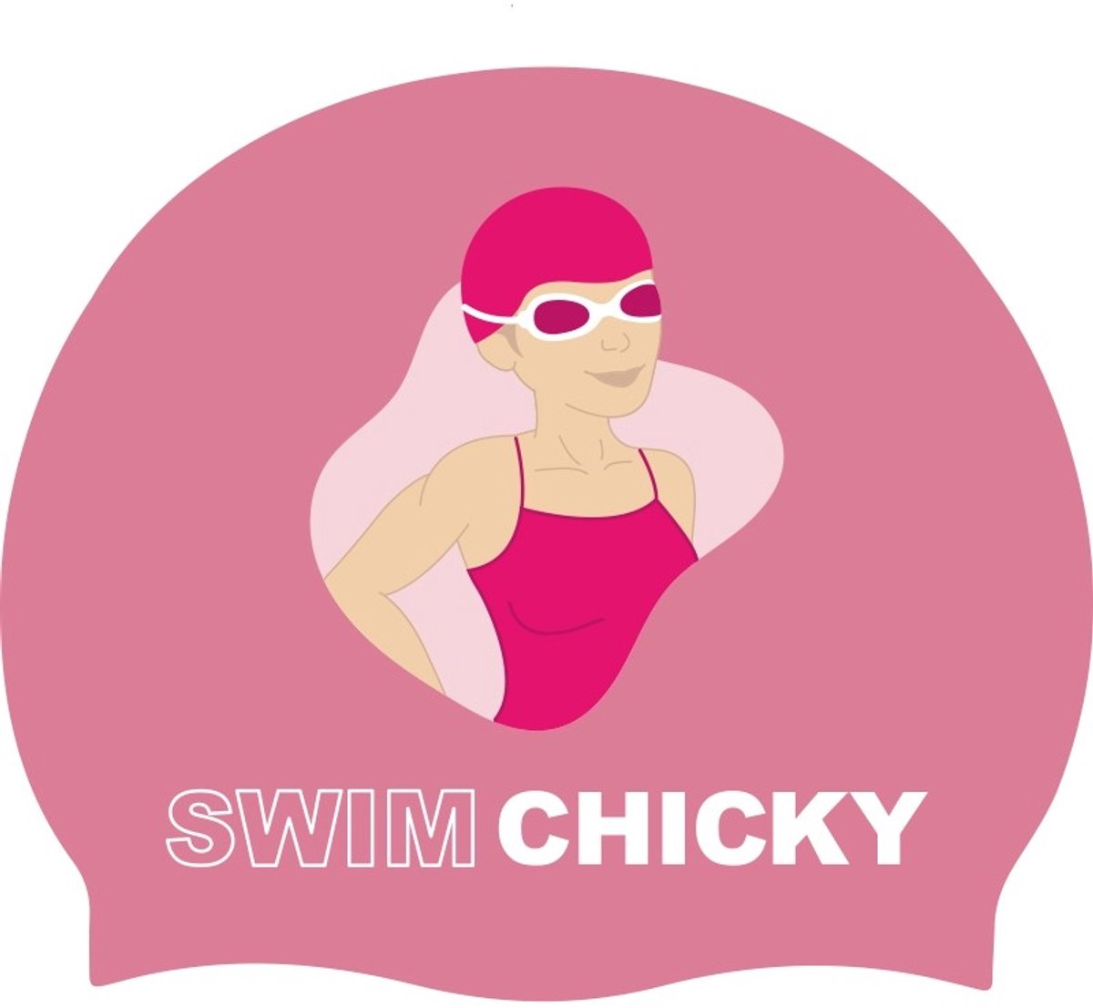Swim Chicky - HOT Pink Silicone Swim Caps - Dames | Funky