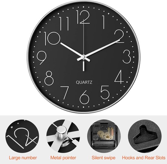 Wandklok 30 cm 12 inch moderne wandklok stil kwartsuurwerk modern. bol