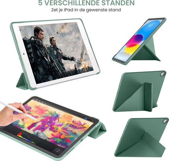 Hoes voor iPad 11e generatie (A16) 11 inch 2025 / iPad 10e generatie 10, 9 inch 2022 Lederen beschermhoes met tas en penhouder, automatische slaap-/ontwaakfunctie Smart Cover met standfunctie bruin