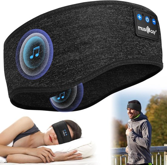 Slaap Koptelefoon, Ultra Dun Ademend Bluetooth-hoofdtelefoon met Sporthoofdband HD-stereoluidsprekers Draadloze Muziekhoofdtelefoon Trainingshoofdtelefoon Voor Slapen, Trainen, Joggen, Yoga