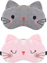 Zachte Slaapmasker Kitten 2 Stuks voor Kinderen - Verstelbare Bandjes - Ideaal voor Meisjes en Dames