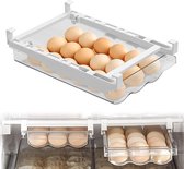 Lade-eierhouder met geleiderail en handgreep - ruimtebesparende eierhouder voor koelkast - geschikt voor maximaal 18 eieren