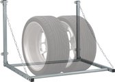 Mur de rangement pour pneus Relaxdays - 4 pneus - support de rangement pour pneus extensible - pliable - acier