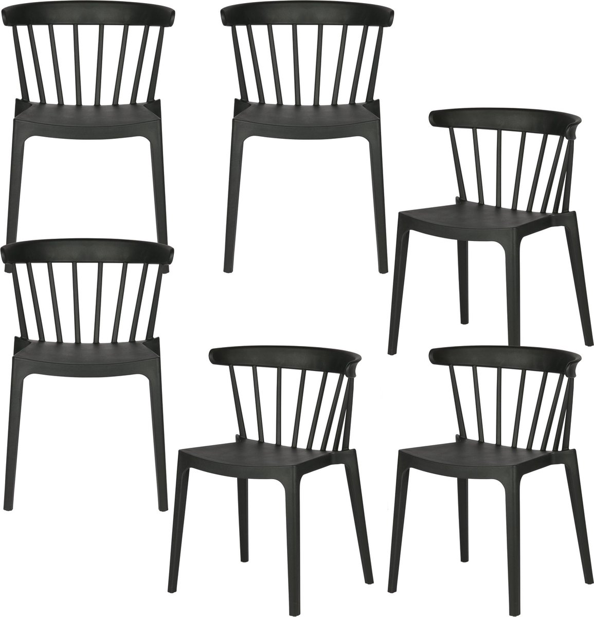 WOOOD Bliss Tuinstoelen - Kunststof - Zwart - Set van 6