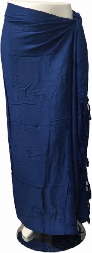 Om Namaste Sarong - 635 - Blauw uni - Paréo Sauna en tissu Robe portefeuille