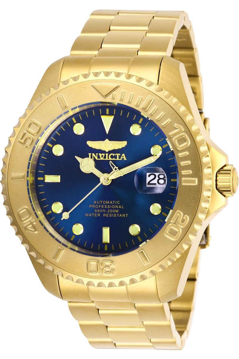 Invicta Pro Diver 28951 Heren Horloge - Waterdicht - Analoog - Automatisch Uurwerk - Roestvrij Staal met blauwe Wijzerplaat -