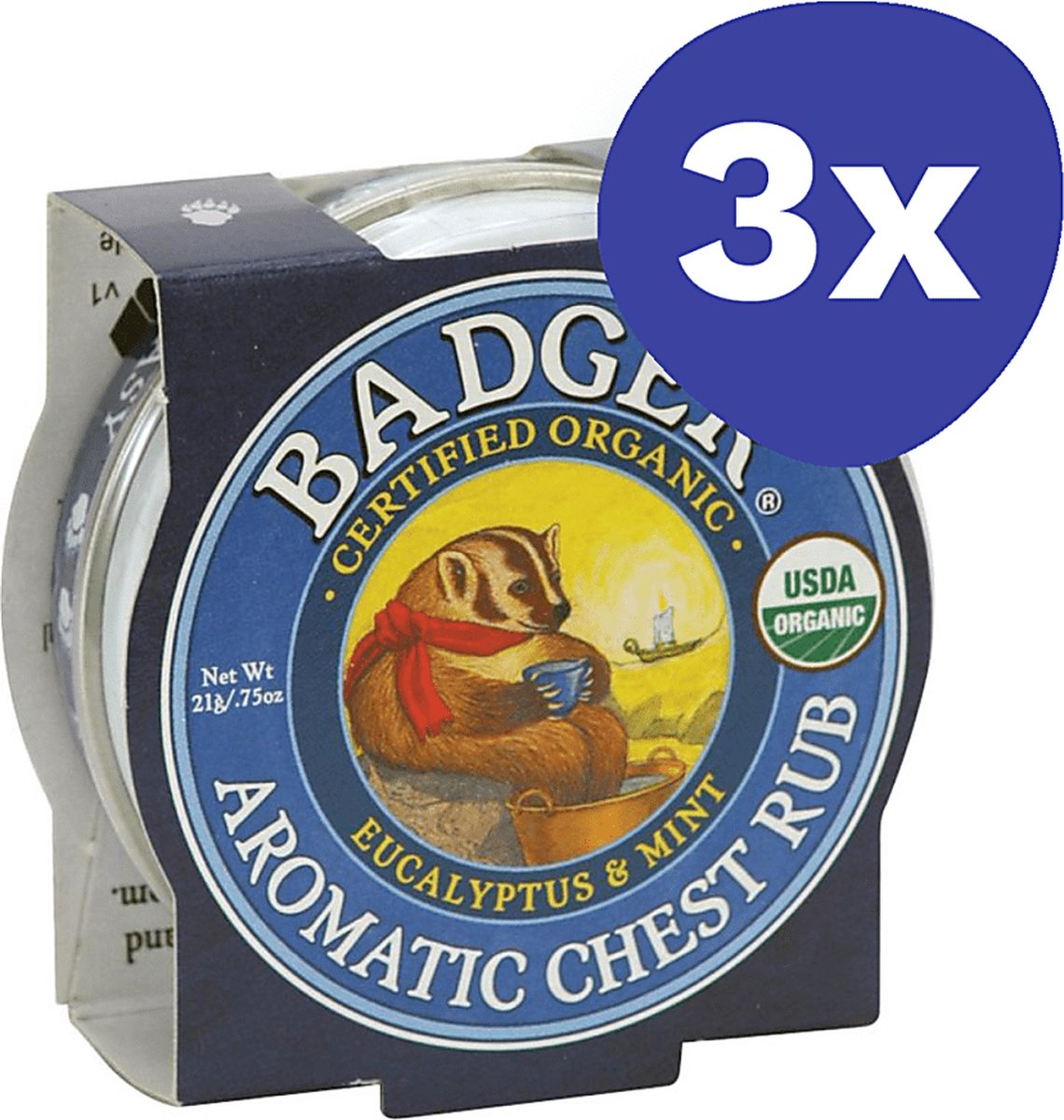Badger Vrijer Ademen Balsem (3x 21gr)