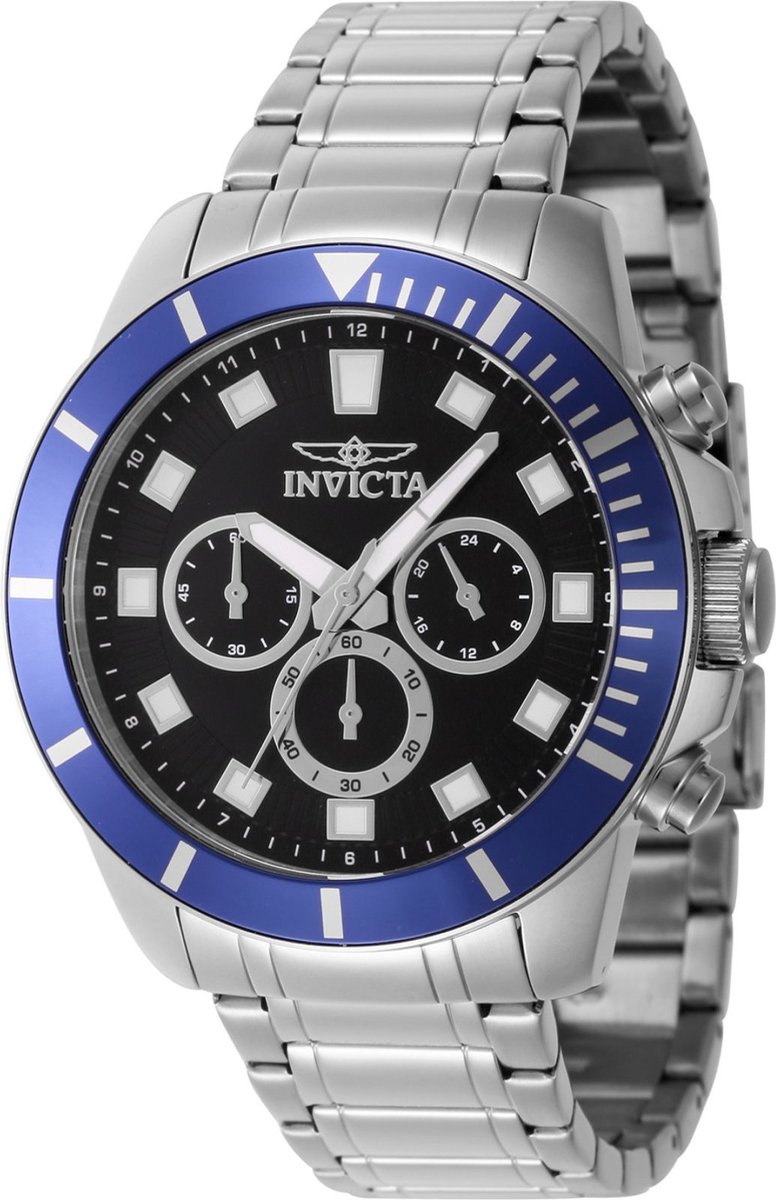 Invicta Pro Diver 46040 Heren Horloge - Waterdicht - Analoog - Quartz Uurwerk - Roestvrij Staal met zwarte Wijzerplaat - 45mm