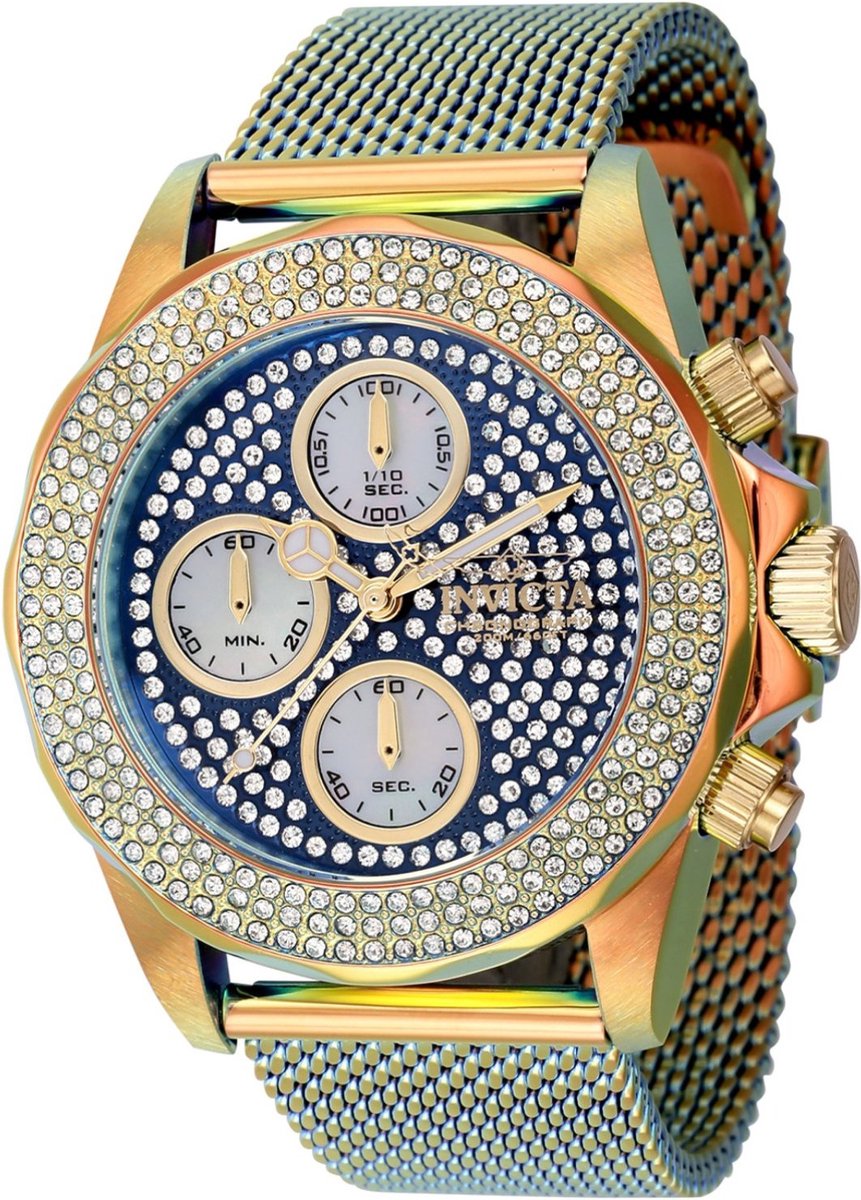 Invicta Pro Diver 44258 Dames Horloge - Waterdicht - Analoog - Quartz Uurwerk - Roestvrij Staal met blauwe Wijzerplaat - 38mm