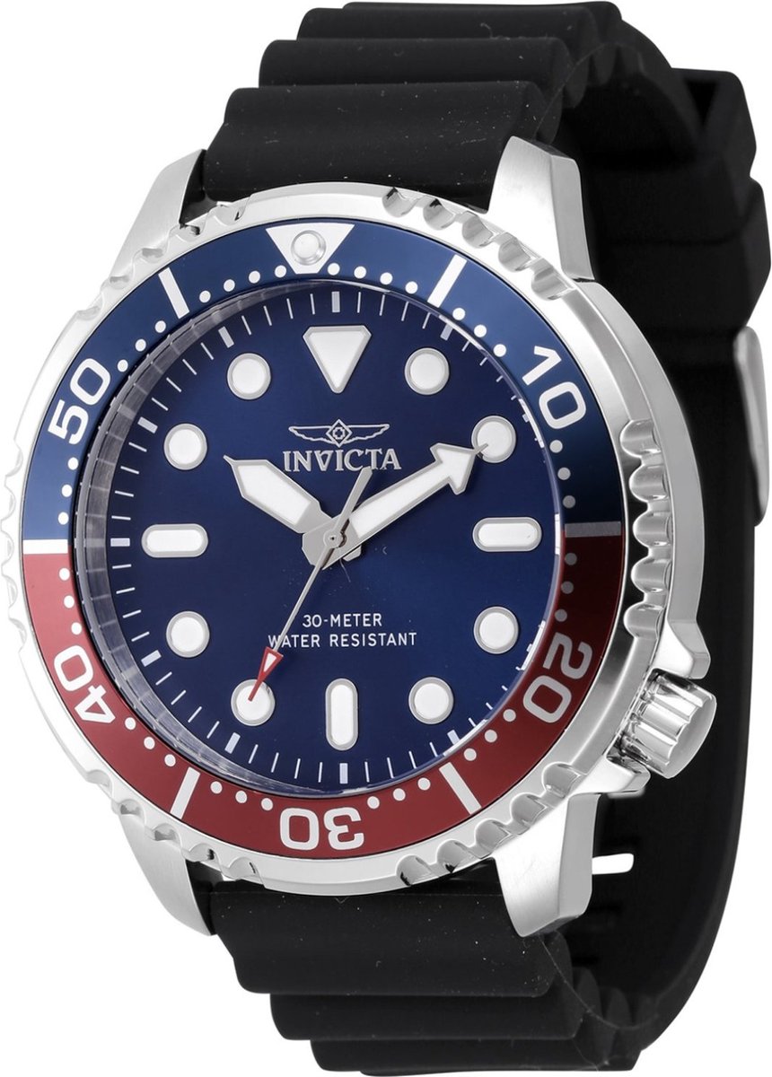 Invicta Pro Diver 47222 Heren Horloge - Waterdicht - Analoog - Quartz Uurwerk - Roestvrij Staal met blauwe Wijzerplaat - 48mm