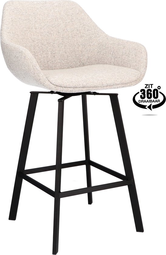 Tabouret de bar Ronan ZH 65 Tissu Oasis Shell 196 Pied Noir
