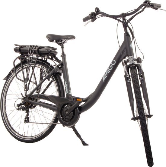 AMIGO E-Altura D2 Elektrische Fiets met Achterwielmotor - E-bike 28 Inch - 49 cm - 7 Versnellingen - V-Brakes - 468Wh Accu - Matzwart