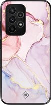 Casimoda® hoesje - Geschikt voor Samsung Galaxy A52 5G - Marmer roze paars - Zwart TPU Backcover - Marmer - Paars