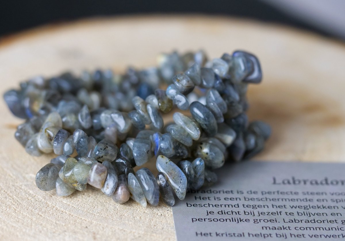 Labradoriet Armband met split steentjes, Chip, edelstenen, edelsteen - Perfect cadeau voor vrouwen- Inclusief uitleg - Spiritueel - Labradorite - Hoog sensitiviteit - helpt bij verandering - Rust - Bescherming - Slapen - 100% NATUURLIJK