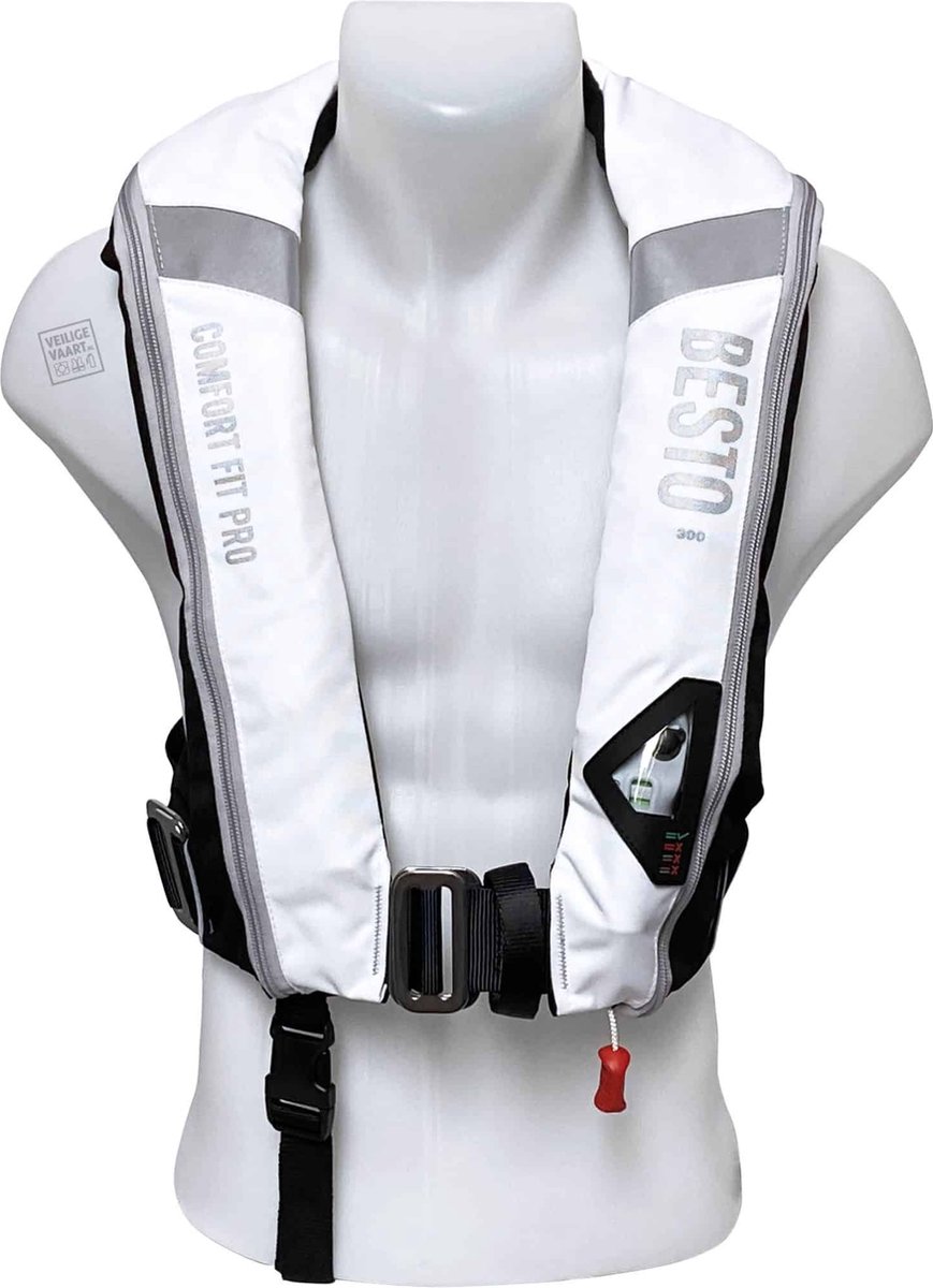 Besto Reddingsvest Comfort Fit Pro - drijfvermogen 300N - Wit/Zwart