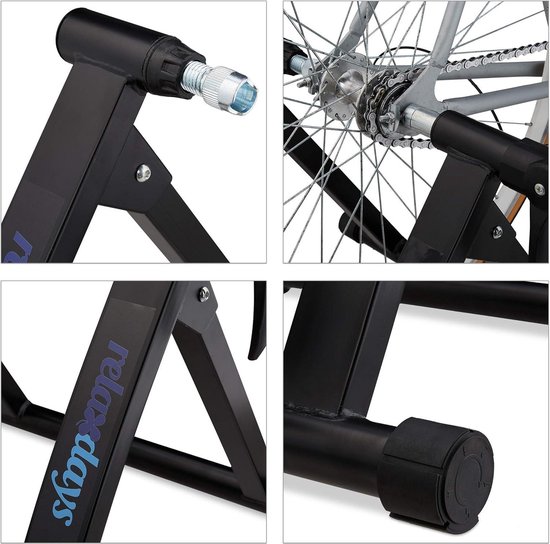 Relaxdays Fietstrainer – Rollenbank 26-28 Inch – Inklapbaar – 6 Versnellingen – Tot 150 Kg – Voor Binnen Training
