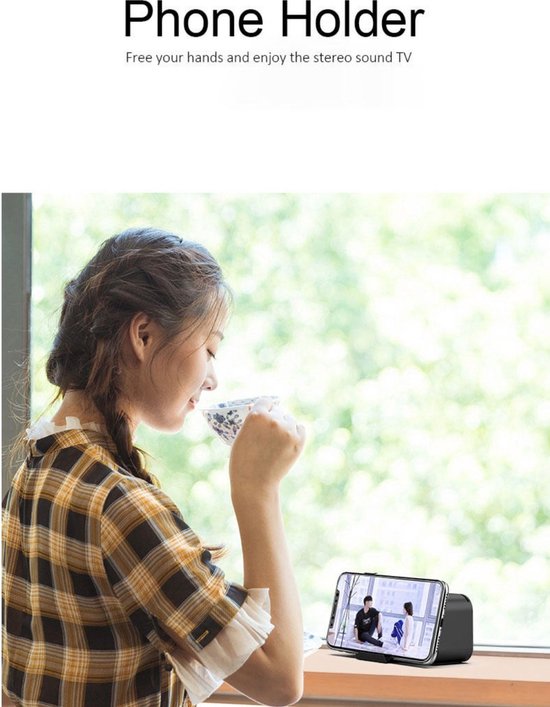Digitale wekker met bluetooth speaker, radio, spiegel en TF ingang. — afbeelding 4