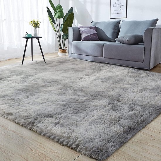 Zachte Shaggy Hoogpolig Vloerkleed - Modern Gebiedstapijt Anti-slip - Thuis Indoor - Nieuw Lichtgrijs - 120 * 160cm vloerkleed