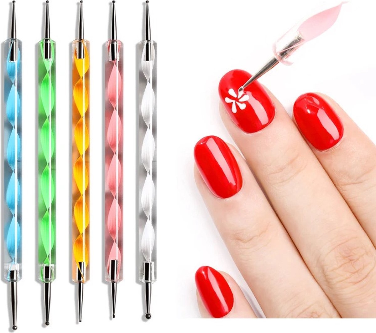 Goedkoopste 5x Nail Art Dotting Tools I Druppelpennen I Nagel Decoratie I Must Have Voor Het Versieren Van Nagels!