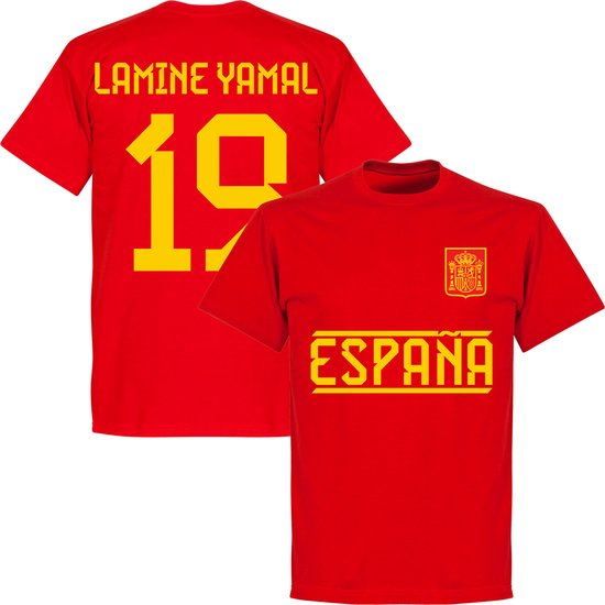 T-Shirt de l'équipe Espagne Lamine Yamal 19 - Rouge - S