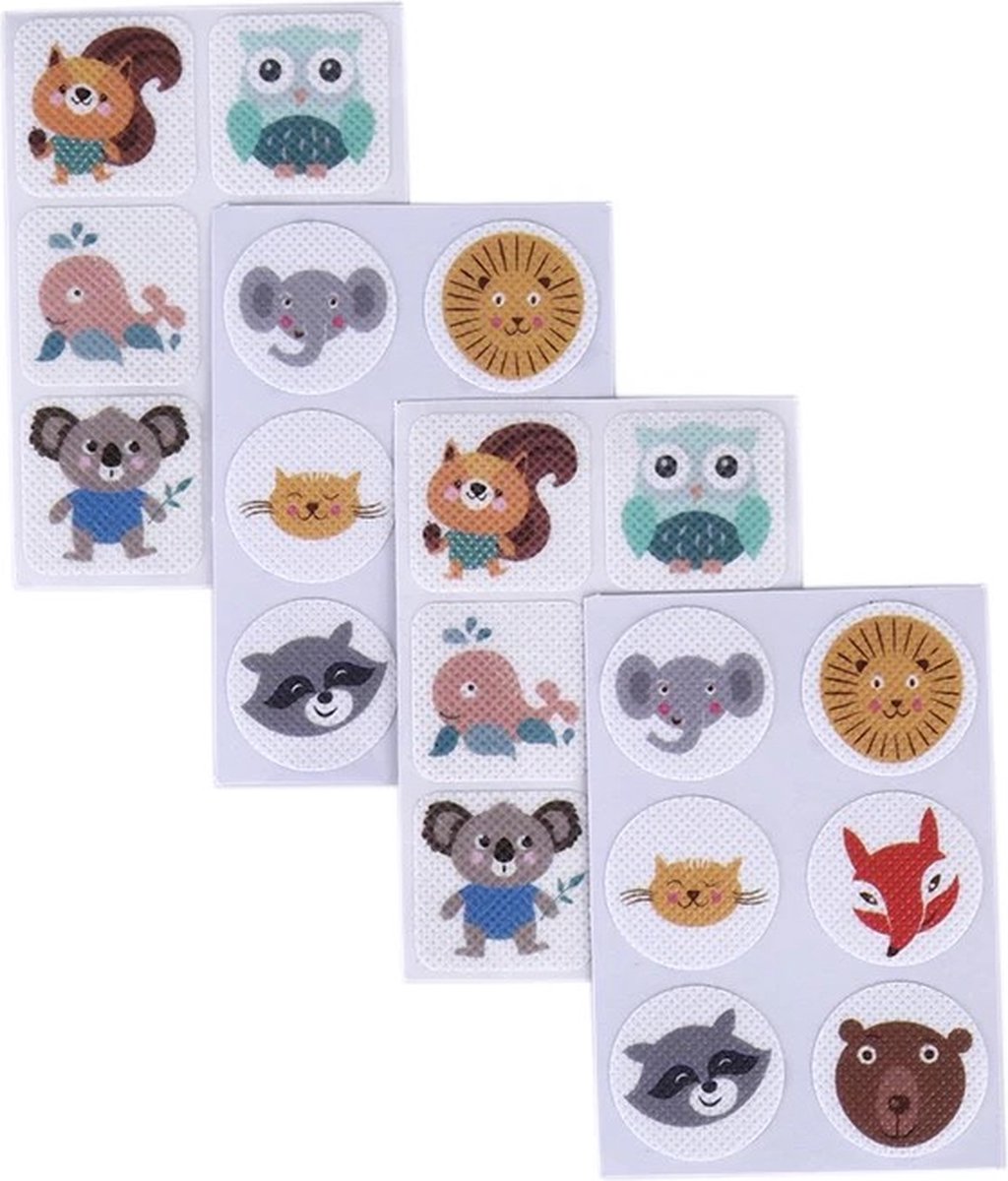 J&S Products™ Anti Muggen Stickers Kinderen Citronella Pleisters Muggen Pleisters Geen Muggen Natuurlijk Insectwerend Kindvriendelijk Dierenstickers Anti Mug 2 5cm 24 Stickers
