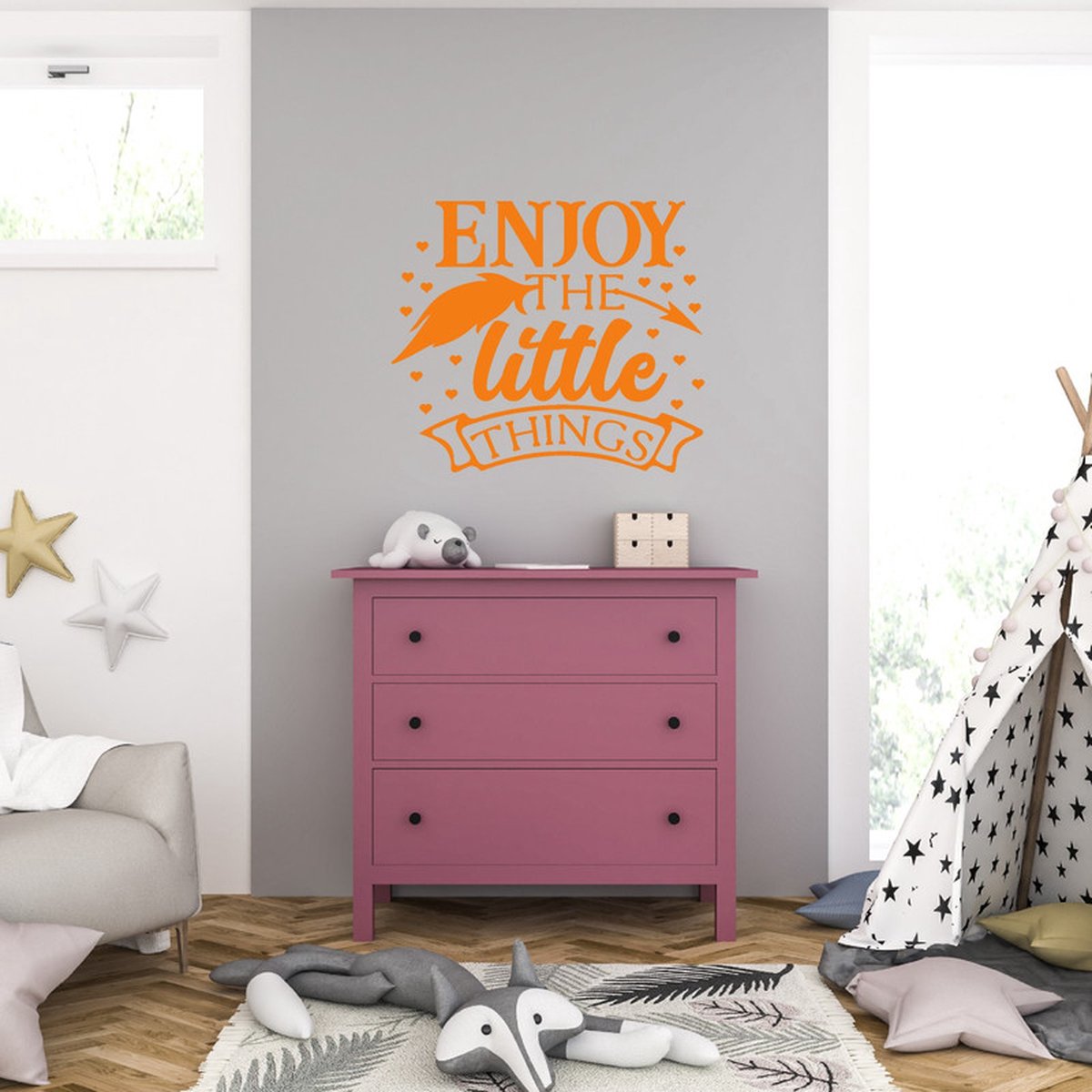 MC Living Muursticker - Enjoy The Little Things - 40,6 x 46,2 - Oranje