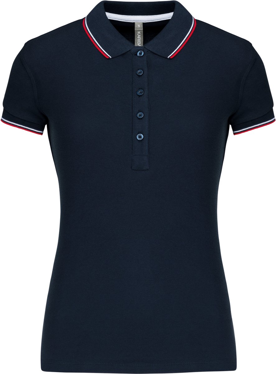 Kariban Damespolo korte mouwen K251 - Navy / Red / White - M