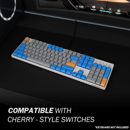 HK Gaming aangepaste keycaps | Kleurstofsublimatie PBT Keycap-set voor mechanisch toetsenbord | 139 toetsen | Kersenprofiel | ANSI US-indeling | Compatibel met Cherry MX, Gateron, Kailh, Outemu | Symbiose