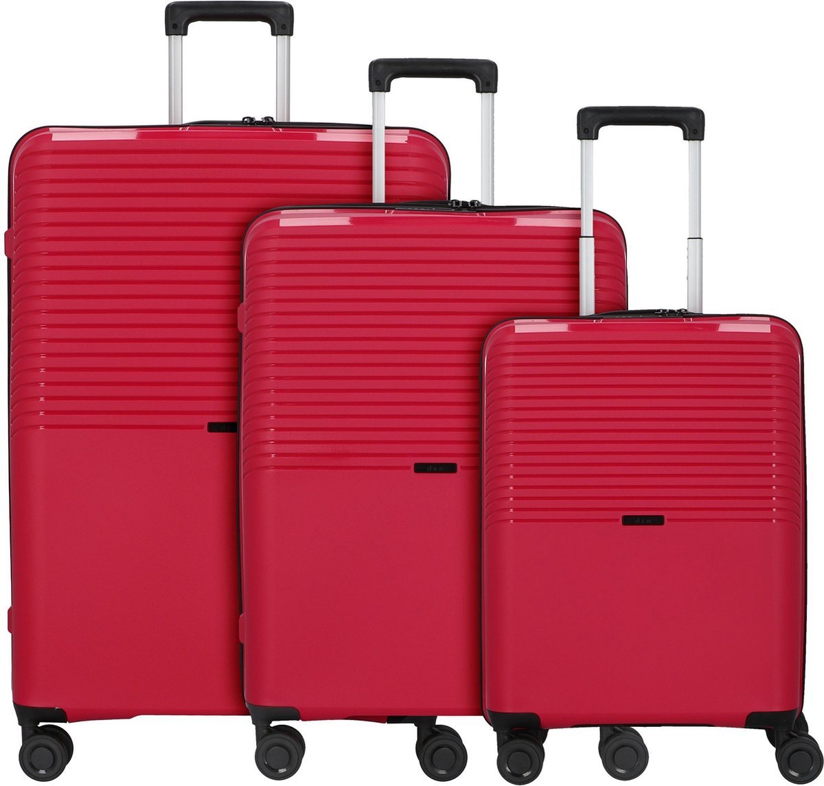 d & n Travel Line 4000 4-wiel kofferset 3st. - Harde bagage - TSA slot - pink