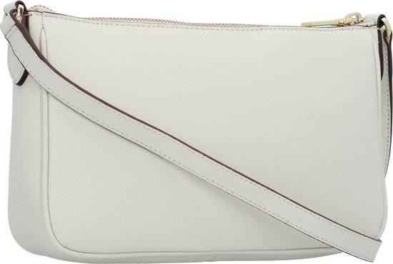 Offwhite schoudertas met ritssluiting en schouderband.