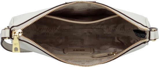 Open offwhite schoudertas met DKNY logo op de voering.