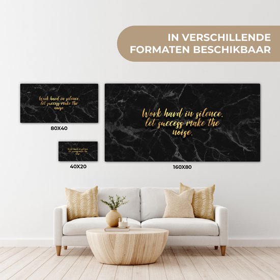 Citations Peinture sur Toile - Motivation - Or - Marbre - 40x20 cm - Décoration murale