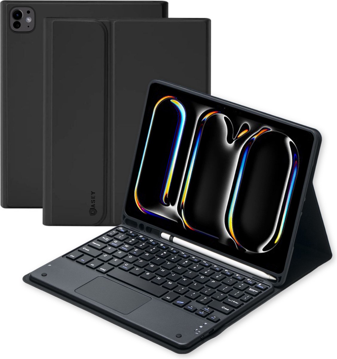 Kasey Hoes Geschikt voor iPad Pro 2024/2025 (13 inch) Hoes met toetsenbord - QWERTY Toetsenbord - Keyboard Case met Stylus Pen Houder