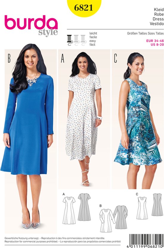 Burda Naaipatroon 6821 – Jurk in variaties