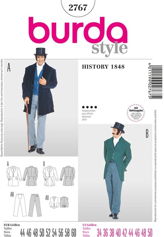 Burda Style Naaipatroon Historische jurk uit 1848, 2768