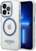 Guess Translucent Back Case (MagSafe Compatible) - Geschikt voor Apple iPhone 14 Pro Max (6.7") - Blauw