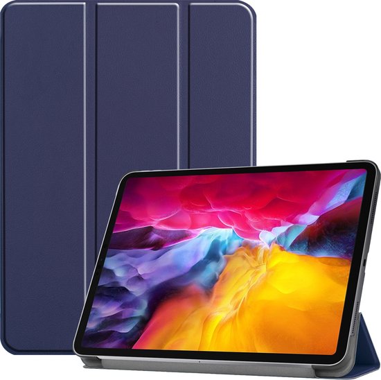 Foto: Imoshion tablet hoes geschikt voor ipad pro 11 2022 ipad pro 11 2021 ipad pro 11 2020 ipad pro 11 2018 imoshion trifold bookcase donkerblauw