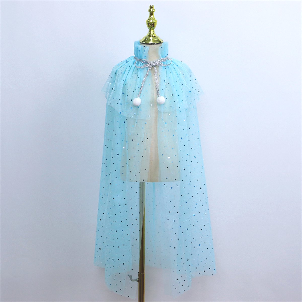 Joya Kids® Verkleedcape met Accessoires Licht Blauw | Prinsessencape | Cape Set | Unicorn | Meisje Verkleedset | Carnvalskleding Meisjes | Met Kroon, Staf, Handschoenen en Sieradenset — afbeelding 8